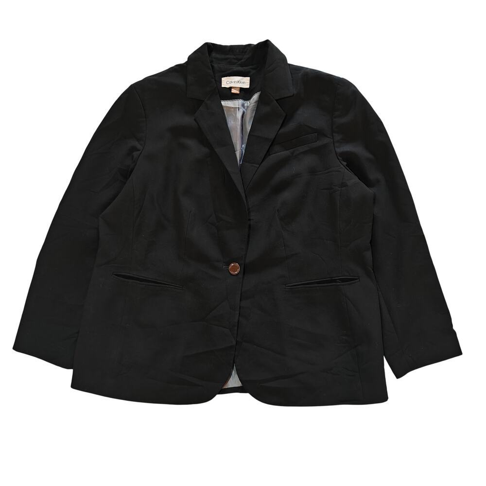 Calvin Klein Black Blazer Jacket 18W Plus Size Classic Career